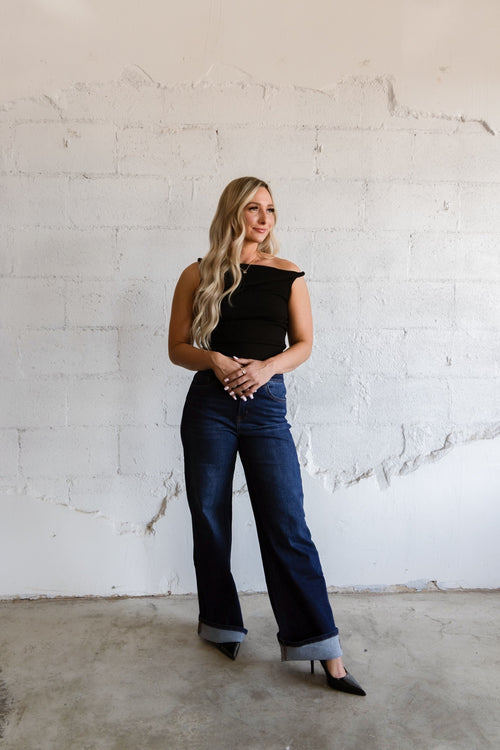 BEIGE BOTANY Knit Ribbed Twist Off the Shoulder Top