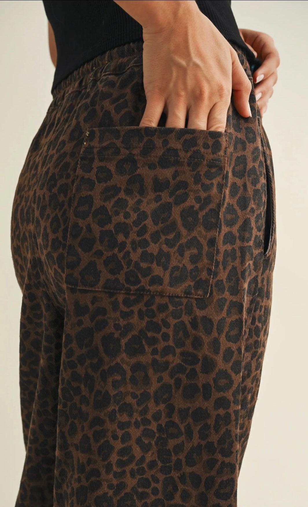 Leopard Print Wide Denim Pants