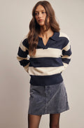 Striped Collared Knit Sweater
