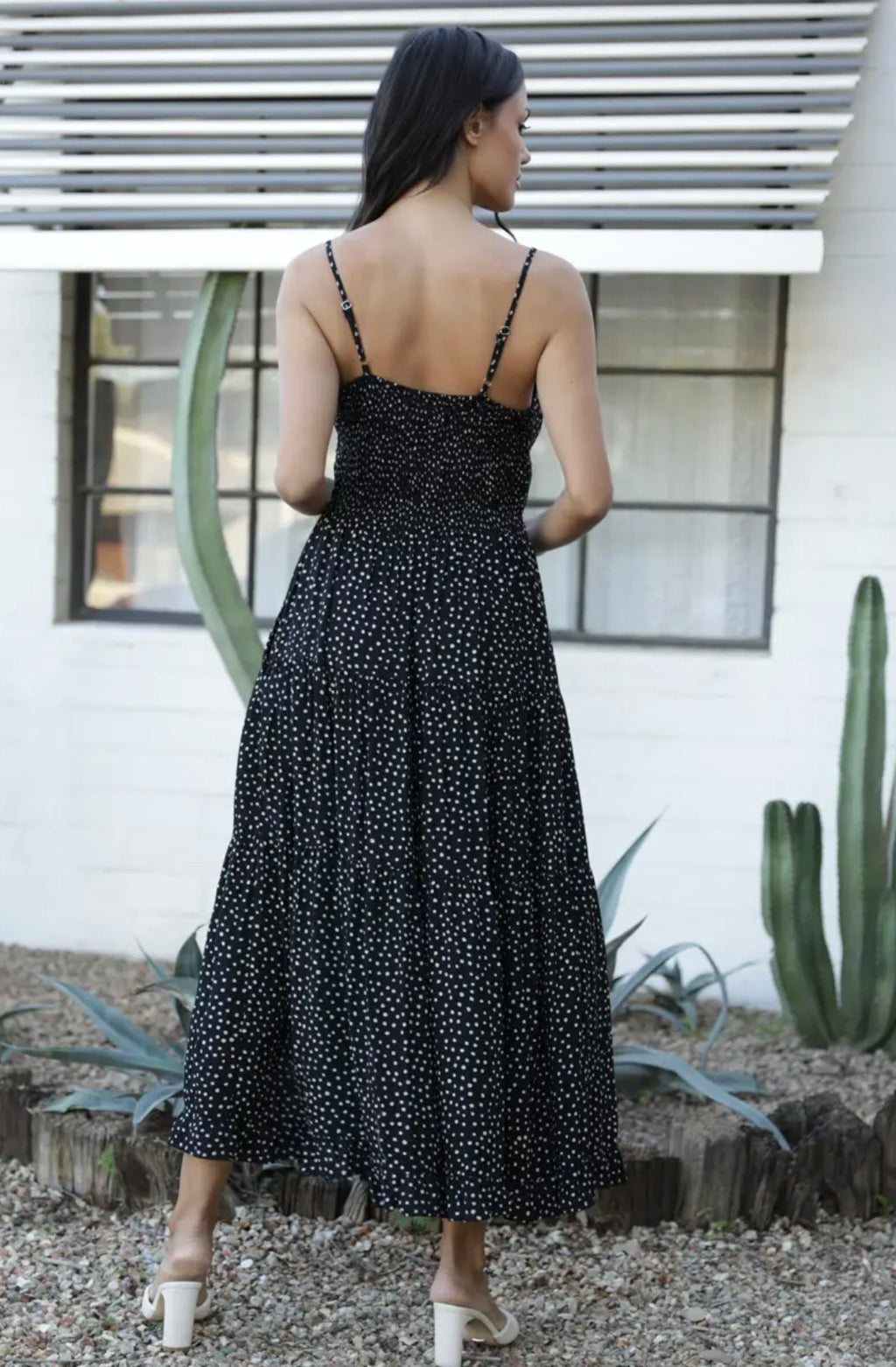 Polka Dot Side Slit Maxi Dress
