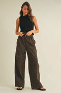 Leopard Print Wide Denim Pants