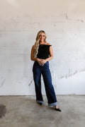 BEIGE BOTANY Knit Ribbed Twist Off the Shoulder Top