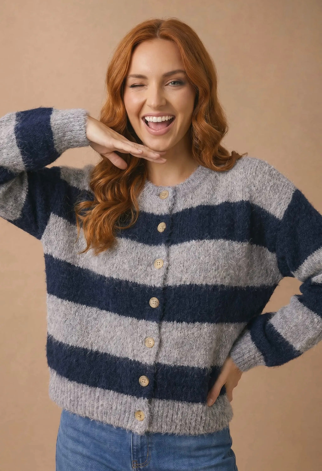 Plus Round Neck Cardigan
