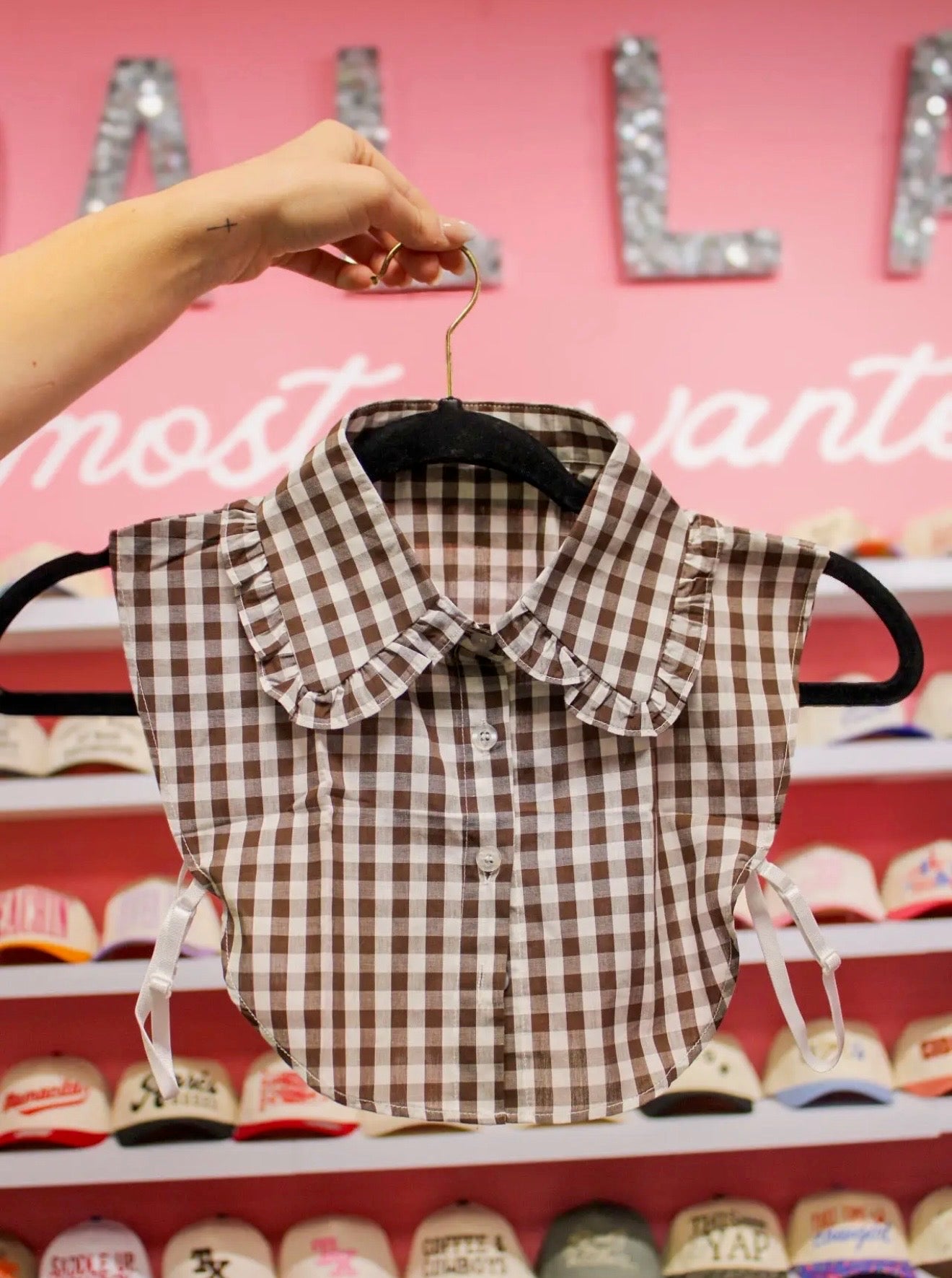 Brown Gingham Collar