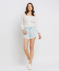 Vervet by Flying Monkey High Rise Distressed Mom Shorts