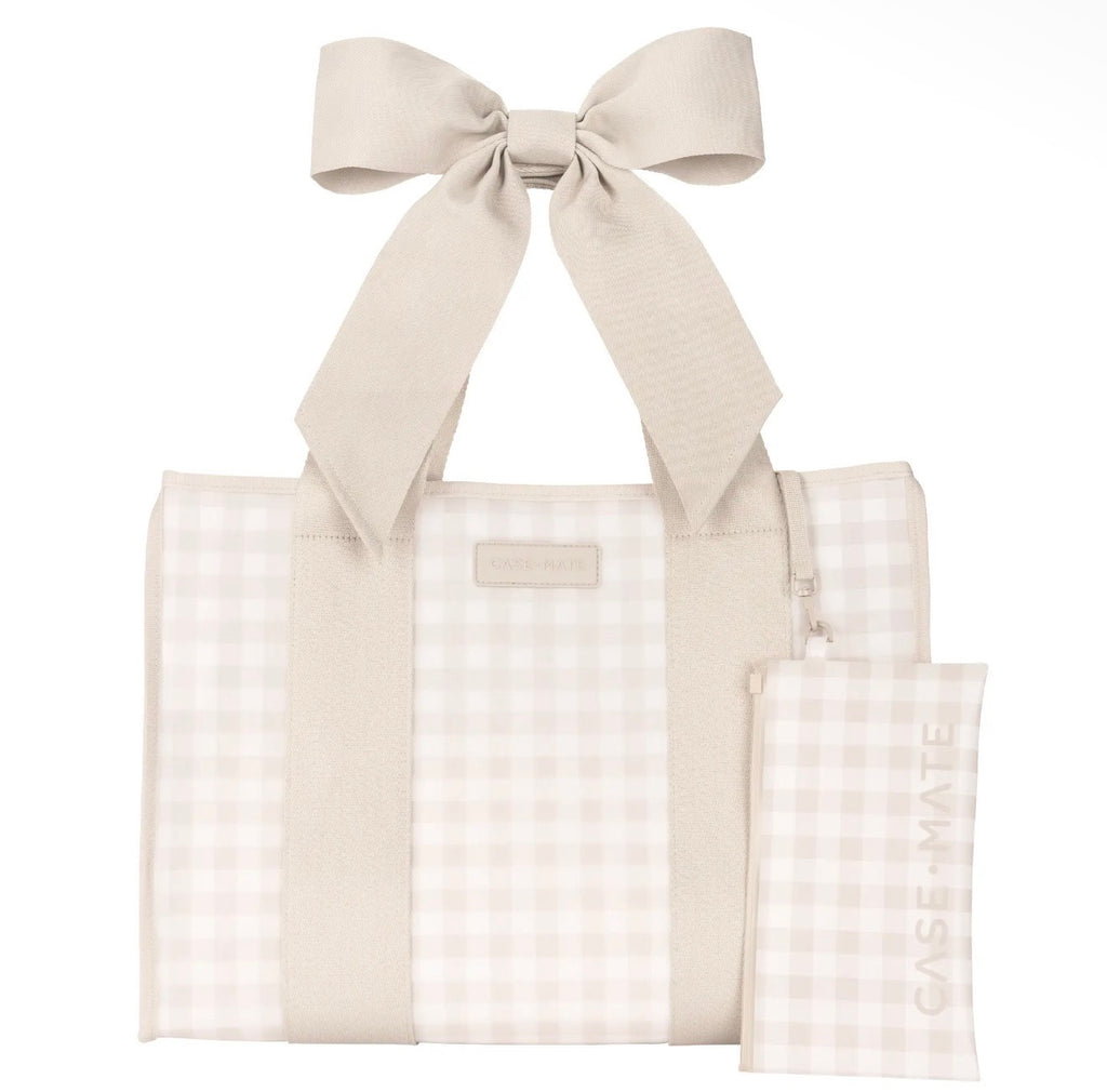 Case-Mate Latte Gingham Bow Jelly Tote Bag